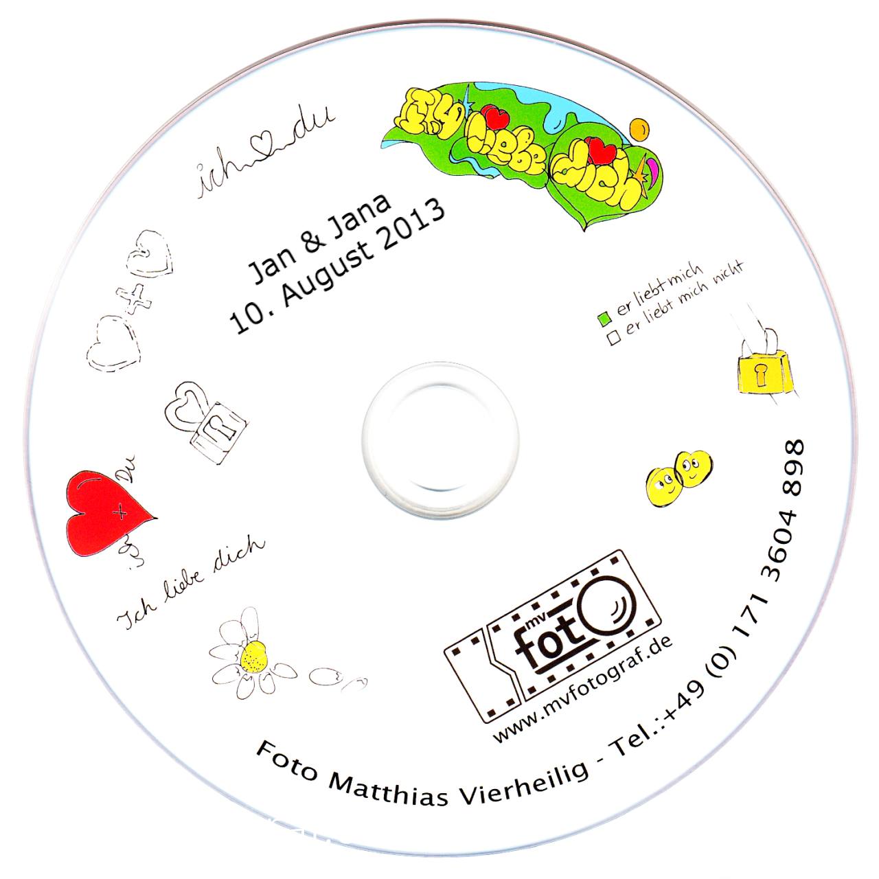 Foto DVD langlebige bedruckte DVD mit Hochzeitsfotos